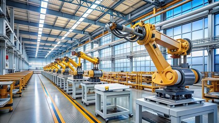 Automated robotic factory producing equipment using advanced technology , manufacturing, automation