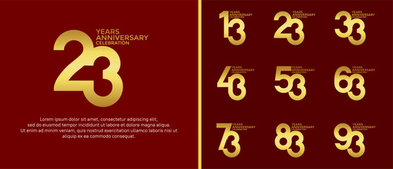 anniversary logo style set with gold color can be use for celebration moment