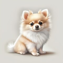 Pomeranian dog isolated on white background. Realistic vector illustration.