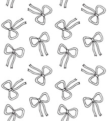 Vector seamless pattern of hand drawn sketch doodle outline bow tie isolated on white background