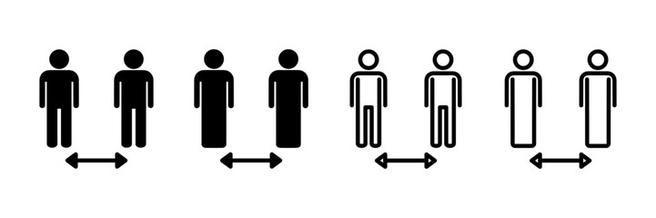 Social distancing icon vector isolated on white background. Keep distance sign. Coronavirus. Social Distancing and Self Quarantine.