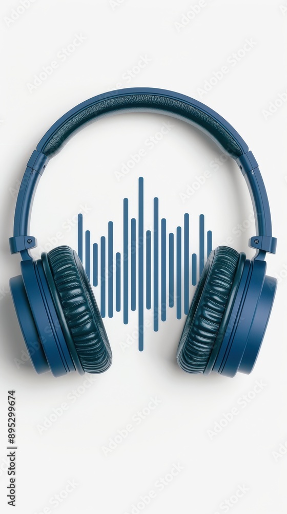 Poster digital sound wave forming the shape of a headphone, symbolizing the focus on audio quality in onlin