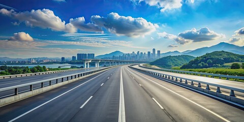 Highway near Incheon with traffic flowing smoothly under the blue sky, Incheon, South Korea, highway, road, transportation