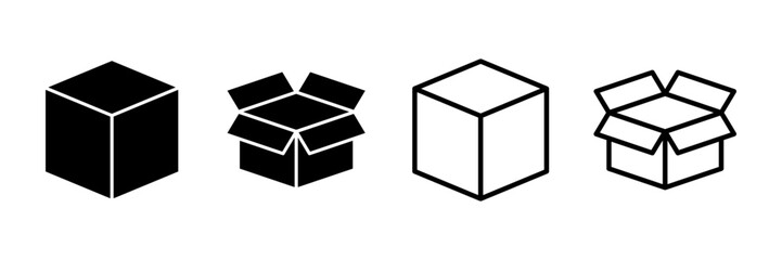 Box icon vector isolated on white background. Cardboard box, packaging open. Box vector icon