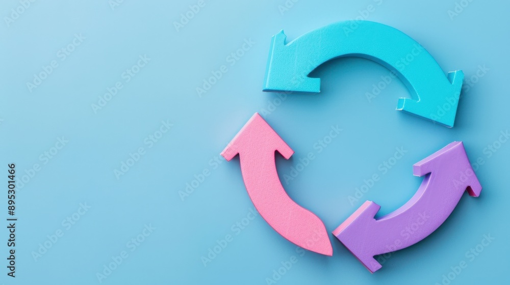 Poster cycle of collaboration, a vibrant icon showcasing arrows in a circular formation symbolizing teamwor