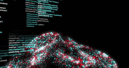 Image of digital data processing over globe of connections