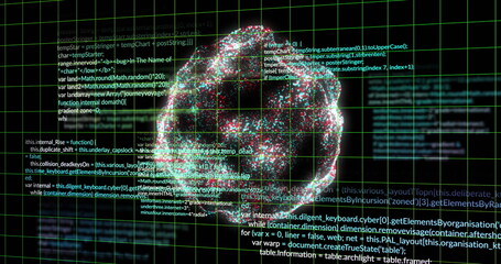 Image of digital data processing over globe of connections