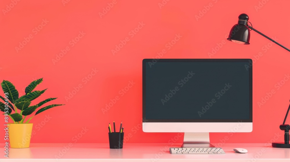 Poster online series sound enhancement, flat design illustration in front view, ample copy space for text, 