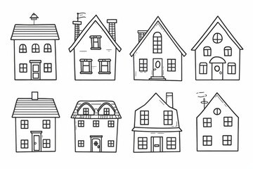 Serene depiction of minimalistic houses in gentle shades of light gray