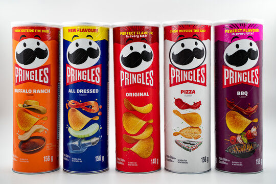 Variety of flavor of snack by Pringles isolated. Toronto, Canada - July 23, 2024.