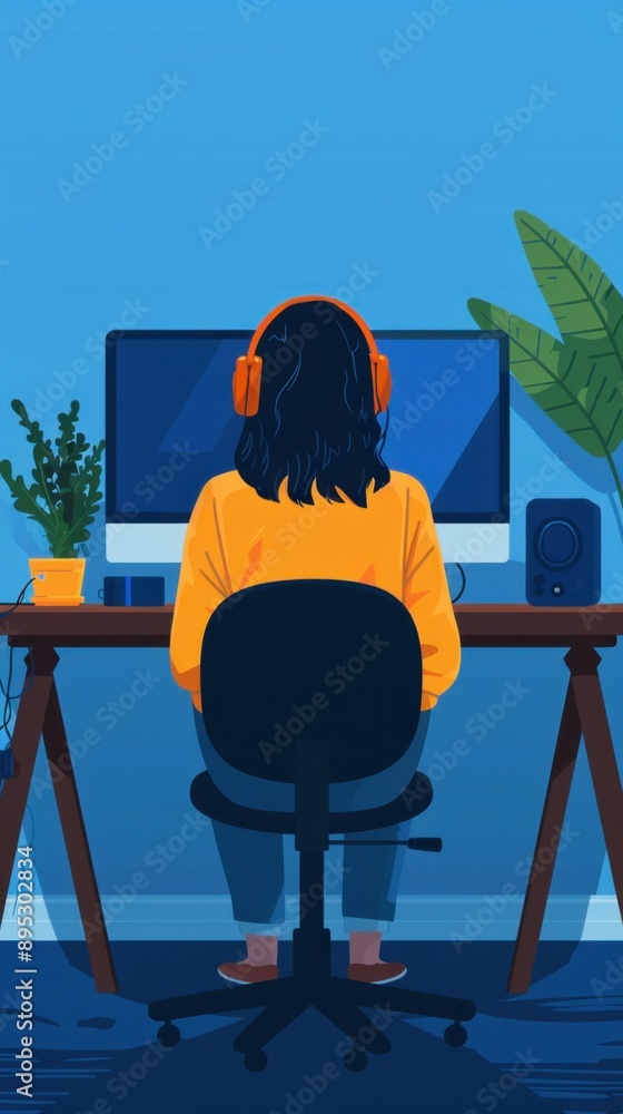 Poster digital series cover, featuring a flat design illustration of a person from the front, incorporating
