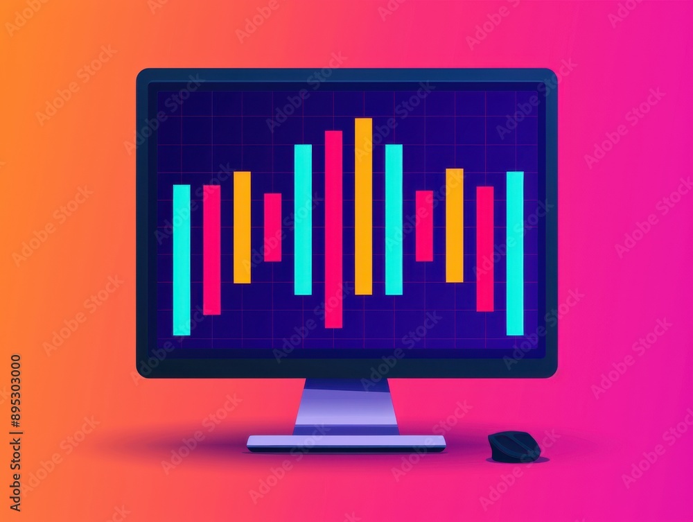 Poster dynamic sound waves, an engaging online show featuring a flat design illustration with ample copy sp