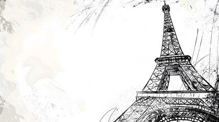 A vintageinspired illustration of the Eiffel Tower against a textured background