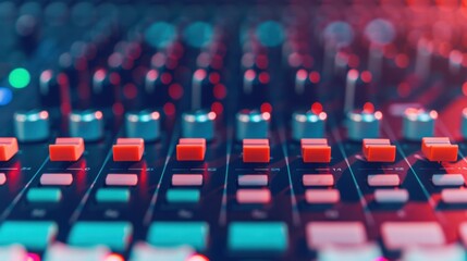 Obraz premium Streaming platform series, sound engineering theme, flat design illustration, front view, ample copy space for text, emphasis on all elements, rich depth of field