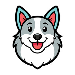 Smiling Dog Face Icon, Pet Illustration, Animal Happiness Icon, black line, no background