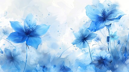 Beautiful blue flowers with watercolor background. Perfect for romantic or feminine projects, wedding invitations, or adding a touch of elegance.