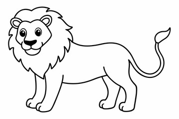 Funny Lion Vector Illustration with White Background Cartoons, Clipart, and Line Art Design, Funny lion vector illustration, perfect for cartoons, clipart, and line art designs with white background