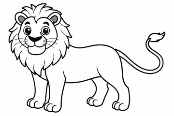 Funny Lion Vector Illustration with White Background Cartoons, Clipart, and Line Art Design, Funny lion vector illustration, perfect for cartoons, clipart, and line art designs with white background