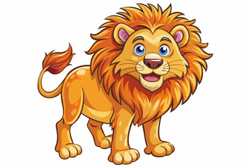 Funny Lion Vector Illustration with White Background Cartoons, Clipart, and Line Art Design, Funny lion vector illustration, perfect for cartoons, clipart, and line art designs with white background