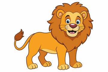 Funny Lion Vector Illustration with White Background Cartoons, Clipart, and Line Art Design, Funny lion vector illustration, perfect for cartoons, clipart, and line art designs with white background