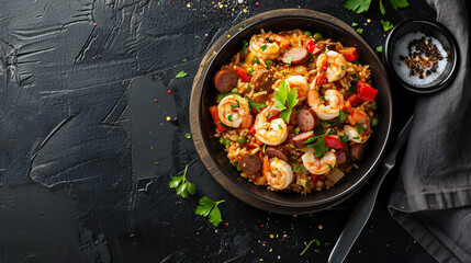 Jambalaya with sausage background illustration