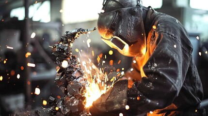 Metal Sculptor: Welding metal pieces into a sculpture.