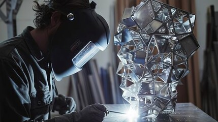Metal Sculptor: Welding metal pieces into a sculpture.