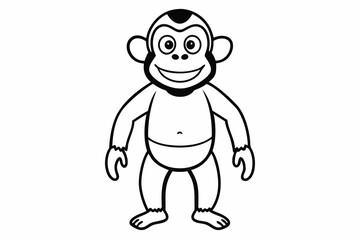 Funny Monkey Vector Illustration on White Background | Cartoons, Clipart, Line Art Design, Funny monkey vector illustration on white background, perfect for cartoons, clipart, and line art designs.