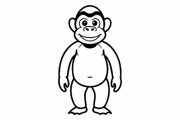 Funny Monkey Vector Illustration on White Background | Cartoons, Clipart, Line Art Design, Funny monkey vector illustration on white background, perfect for cartoons, clipart, and line art designs.