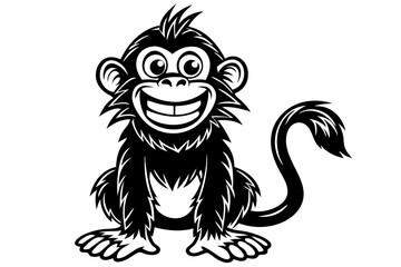 Funny Monkey Vector Illustration on White Background | Cartoons, Clipart, Line Art Design, Funny monkey vector illustration on white background, perfect for cartoons, clipart, and line art designs.