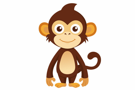 Funny Monkey Vector Illustration on White Background | Cartoons, Clipart, Line Art Design, Funny monkey vector illustration on white background, perfect for cartoons, clipart, and line art designs.
