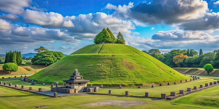 Ancient burial mound and temple ruins in Utsunomiya, Tochigi Prefecture, Japan , Tochigi, Utsunomiya