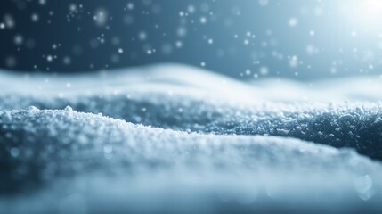 A snowy hillside with a blue sky in the background