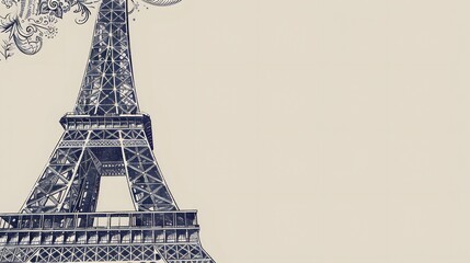 A vintageinspired illustration of the Eiffel Tower against a textured background