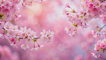 Cherry blossom background wallpaper stock photo, sakura, pink petals, spring, bloom, floral, Japanese, wall decor, nature