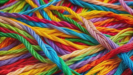 Colorful threads weaving together to create a vibrant and intricate pattern, textile, sewing, craft, weaving, colorful, vibrant