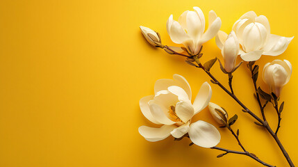 Fototapeta premium Magnolia bouquet on background illustration