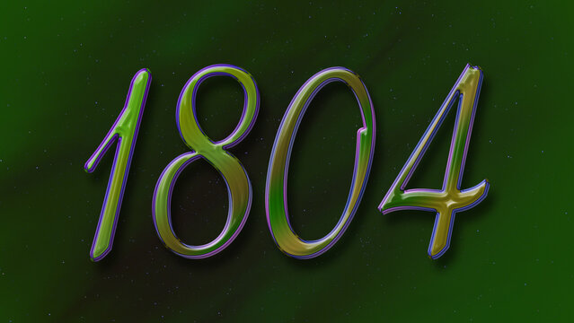 3D green with blue border design of number 1804 on green background.