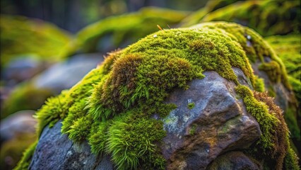 Close-up of moss-covered rough rock, moss, rock, close-up, nature, texture, green, outdoors, natural, stone, rugged