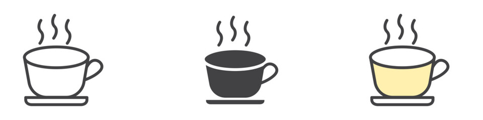 coffee cup icon Outline thin set pack series