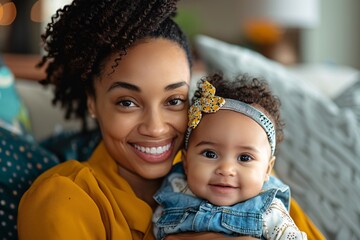 Happy Mother and Baby Daughter Smiling Together.