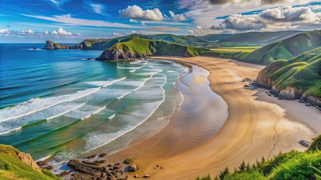 Scenic view of El Sable de Tagle beach , beach, sand, coastline, waves, ocean, horizon, sky, clouds, summer, vacation, tourism