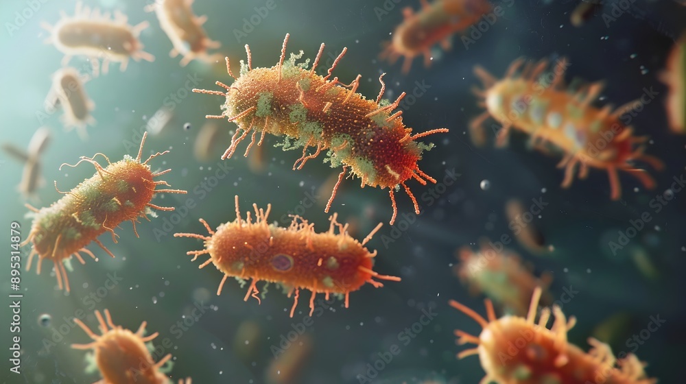 Poster bacteria colony growth stages in a microscopic lab environment