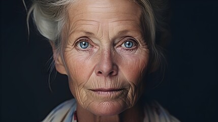 Captivating Elderly Beauty Close up Portrait of Mature Woman s Expressive Face