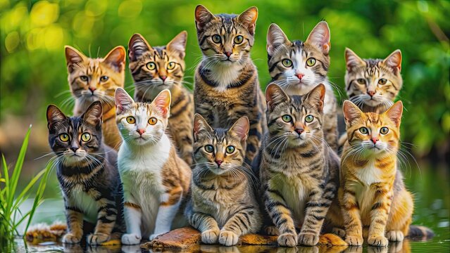 Assorted stack of swamp cat in bright colors, with ultra sharp photography showcasing the summer collection , swamp cat