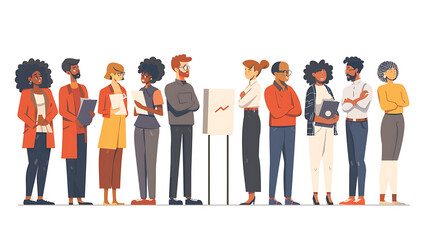Fototapeta premium Diverse Group of People Standing in Line for Business Presentation