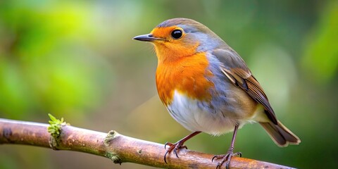 Fototapeta premium Beautiful close-up of a Redbreast Robin perched on a tree branch, Nature, bird, wildlife, Redbreast Robin