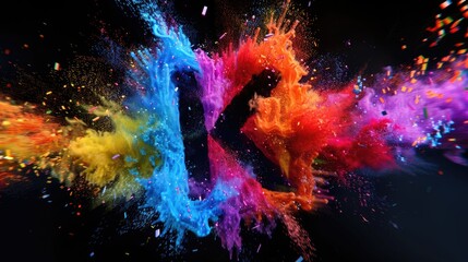 Fototapeta premium A person throws colorful powder into the air creating a vibrant and playful atmosphere