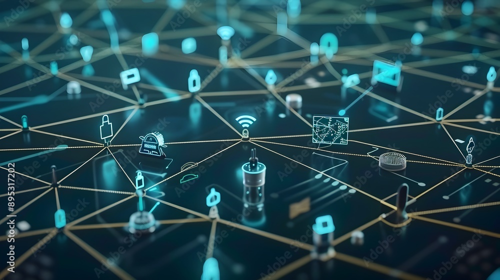 Aufkleber connected digital mesh network of smart iot devices in intelligent infrastructure