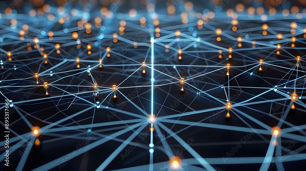 Aufkleber Data Analytics Network Interconnected Data Points Converging at a Central Platform